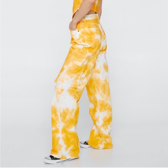 NWT Tie Dye Denim Pocket Detail Cargo Jean size 8 - Picture 1 of 6